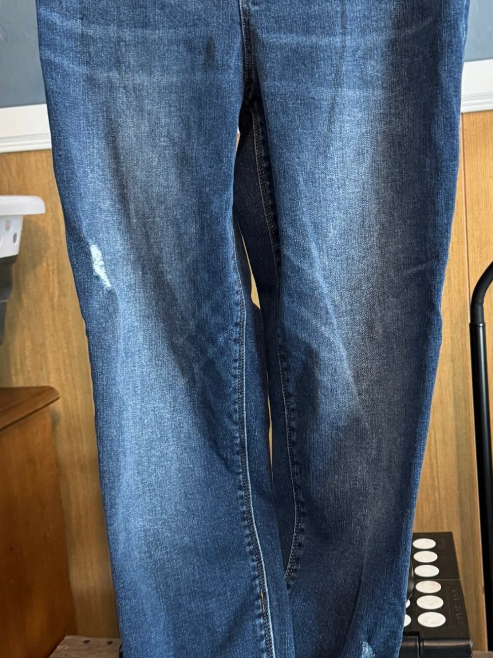 Spanx Distressed Denim Leggings Medium Pull-On High Rise Jeans/Blue - Picture 2 of 16